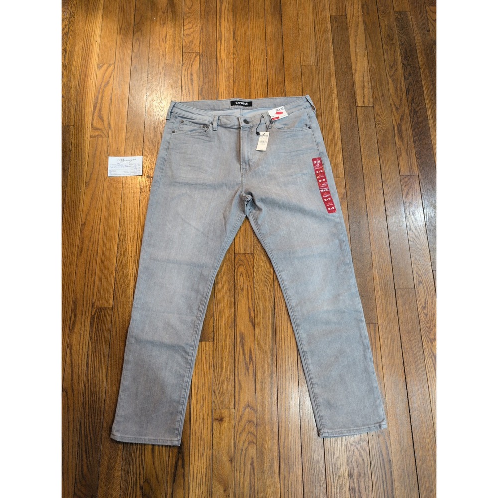 NWT Express Slim Fit Hyper Stretch Gray Jeans Mens 36x30 Stretch+ New 17449397